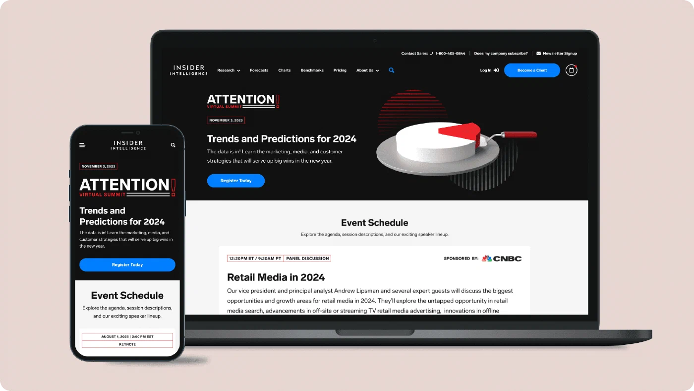 High fidelity Attention Virtual Summit event page mockup