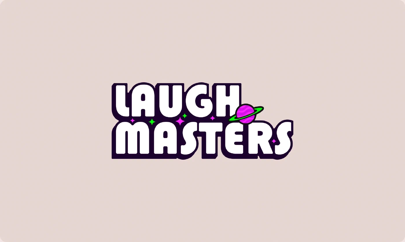 Laugh Masters retro-futurist logo