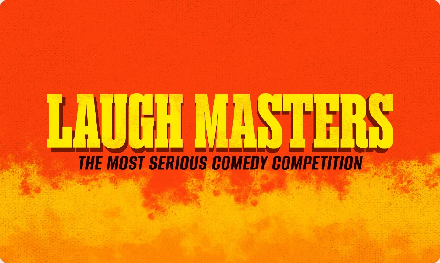Vintage biker-inspired poster and visual identity for Laugh Masters