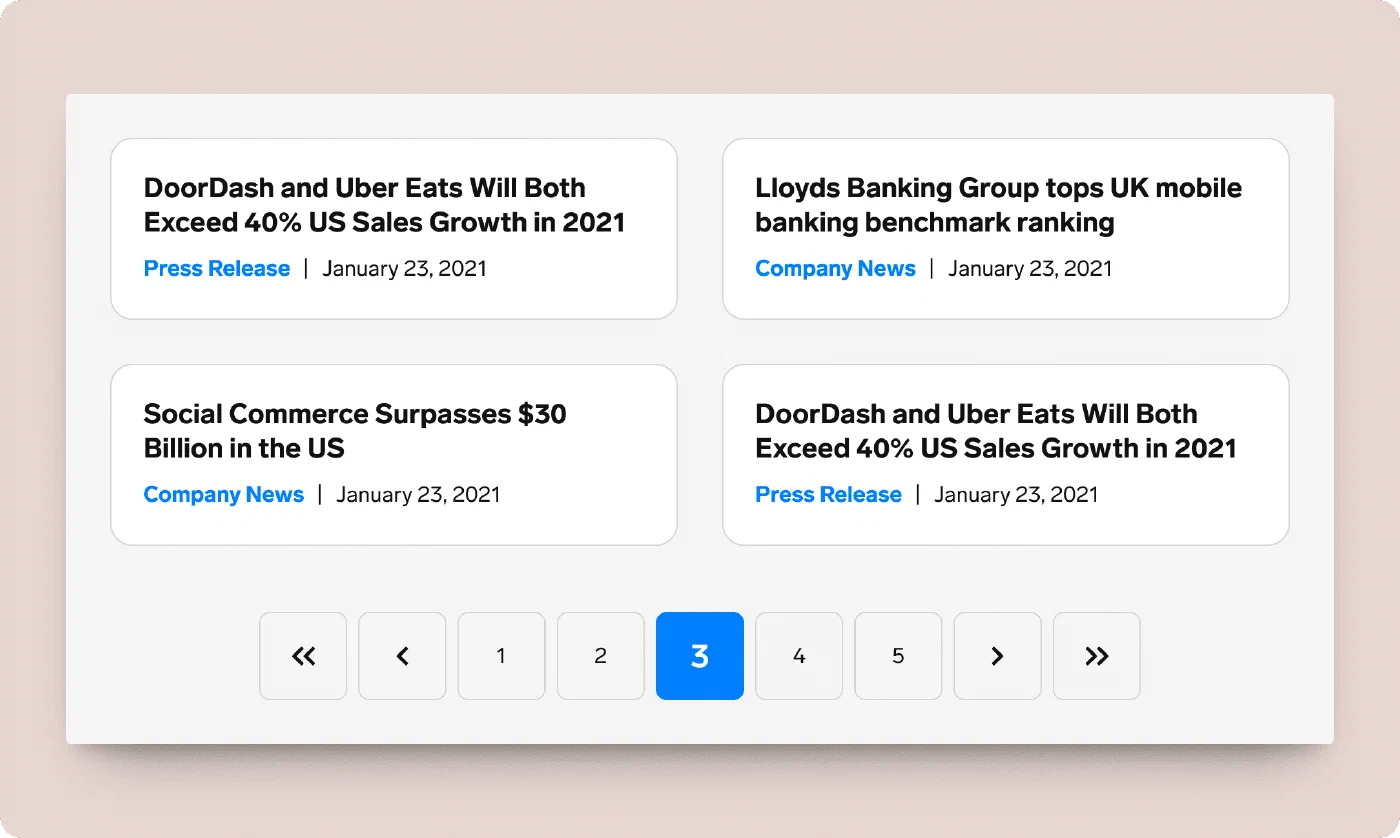Pagination component for the newsroom landing page